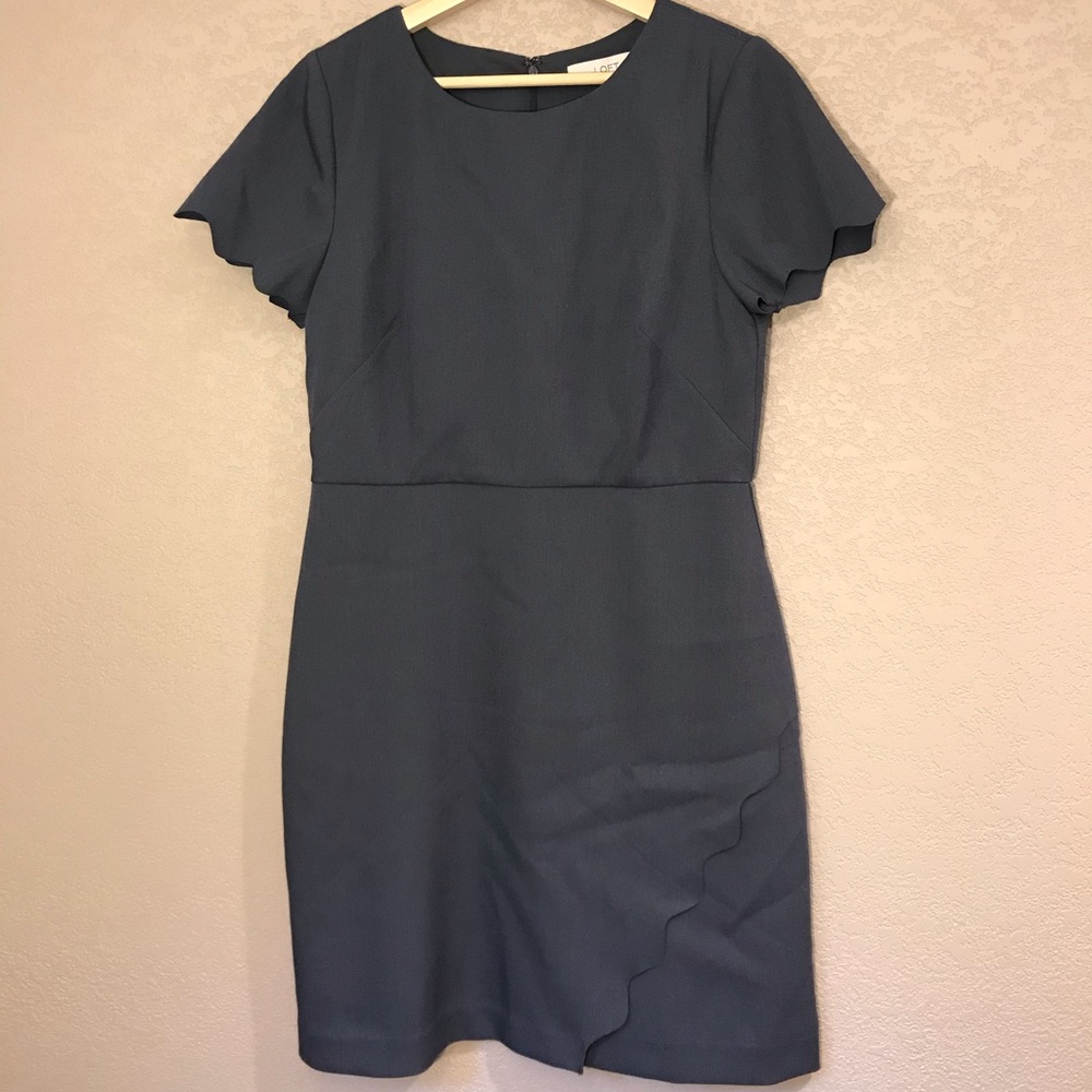 NWT LOFT Scallop Faux Wrap Sheath Dress Size 8 - Picture 3 of 7